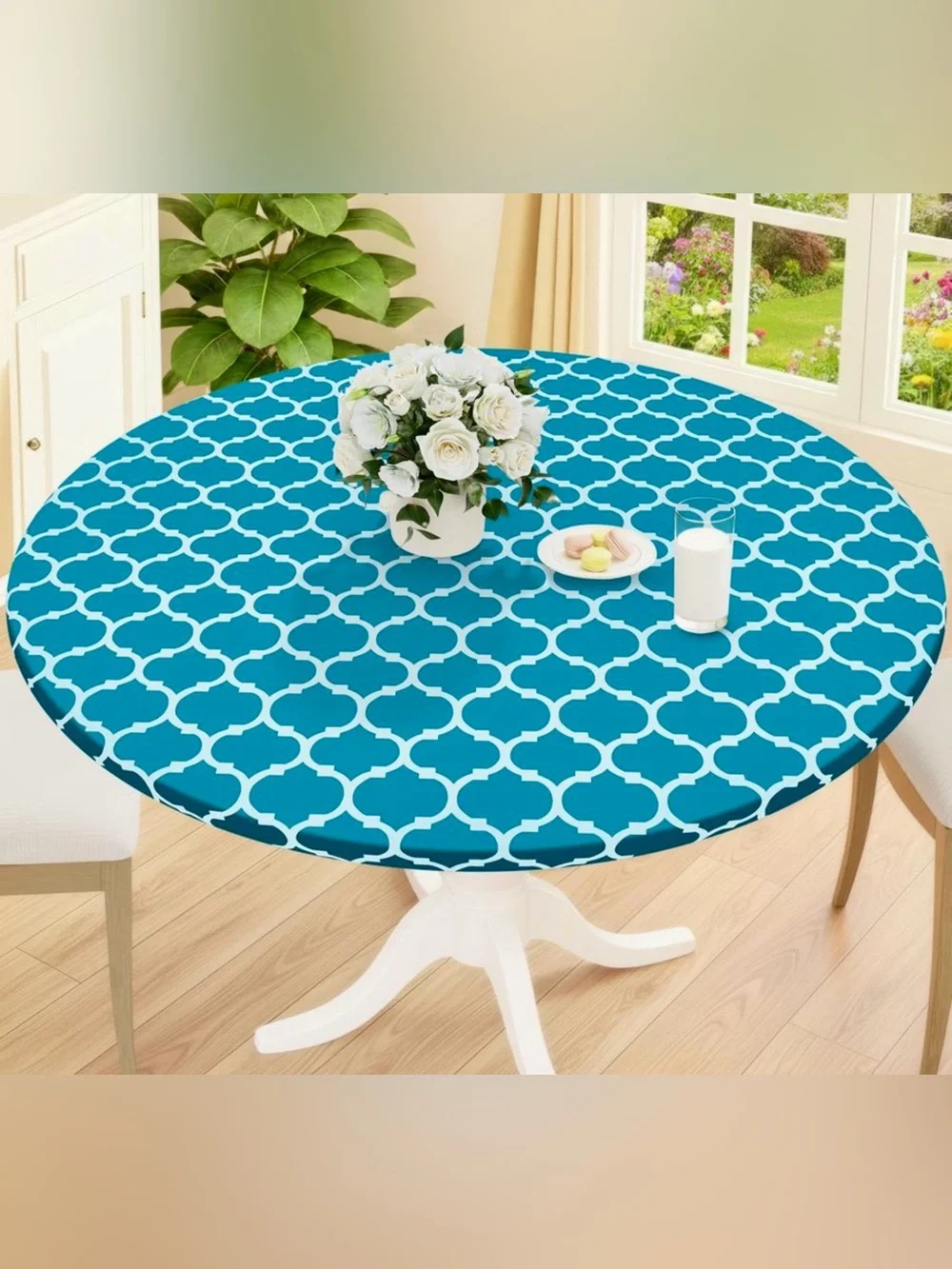 Smiry Round Picnic Tablecloth Waterproof Elastic Fitted
